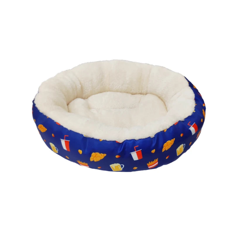 UFBemo Warm Round Donut Dog Cushion Bed With Cloth Cover and Durable Stuffing Bed for Dog Cat Pet Bed