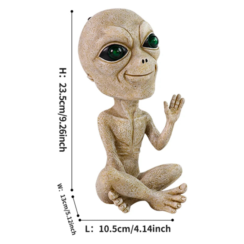 Alien Sculptures Outdoor Garden Alien Statue Alien Resin Sculptures Garden Ornament Indoor and Outdoor Decoration