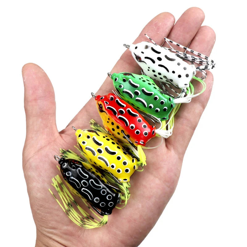 Fake Bait Lure Frog Bait Black Fish Special Kill Simulated Double Hook Point Upturned Soft Bait Floating Water Fishing Black Kin