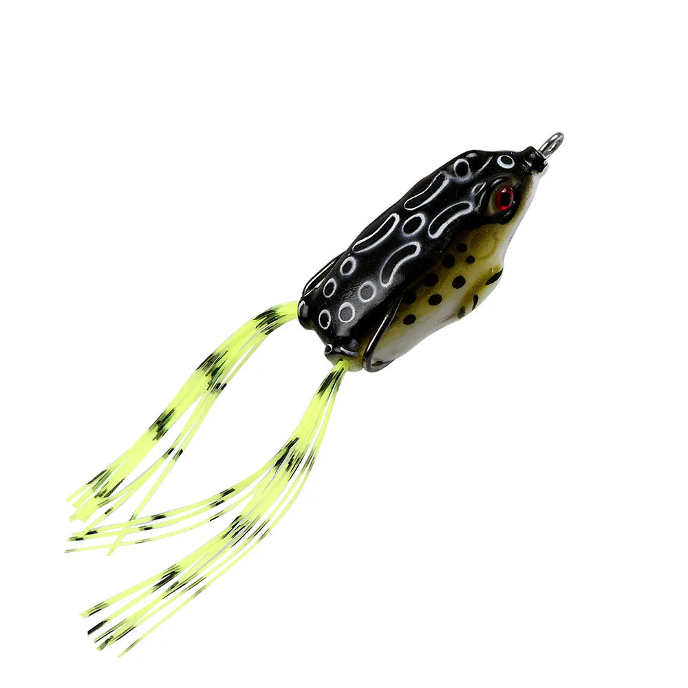 Fake Bait Lure Frog Bait Black Fish Special Kill Simulated Double Hook Point Upturned Soft Bait Floating Water Fishing Black Kin