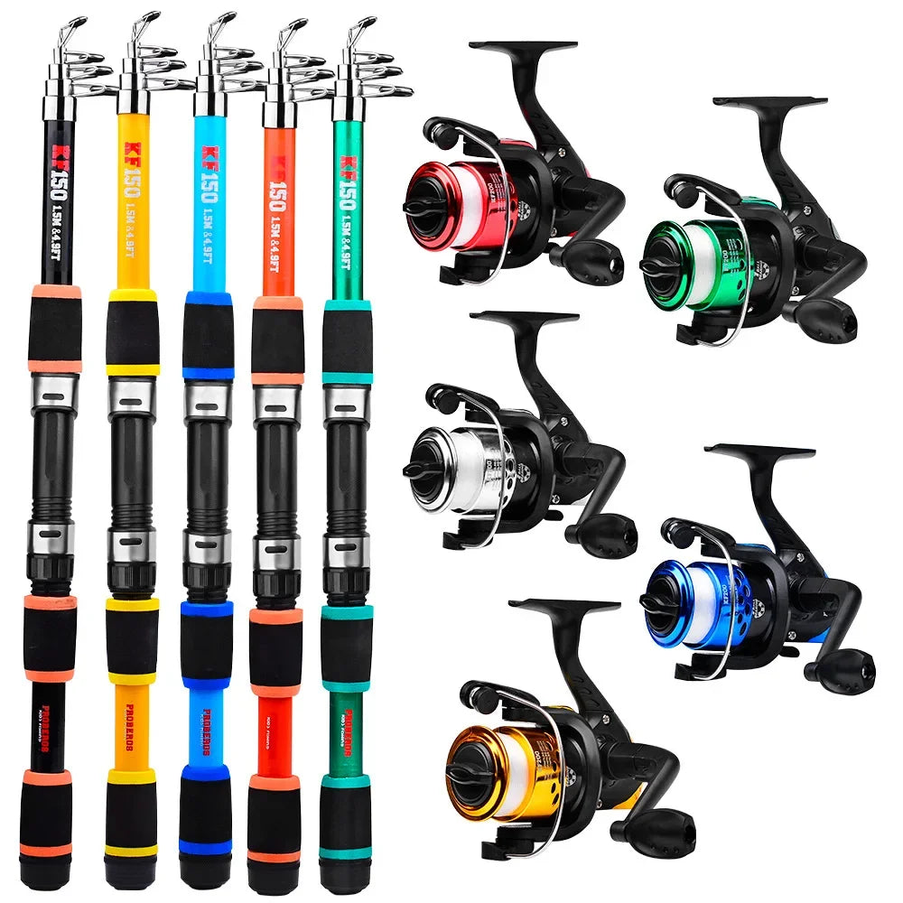 Fishing Rod And Reel Bait Full Kit 1.8M Telescopic Spinning Fishing Rod With Reel And Fishing Bait Sea Rod Set Travel Tackle