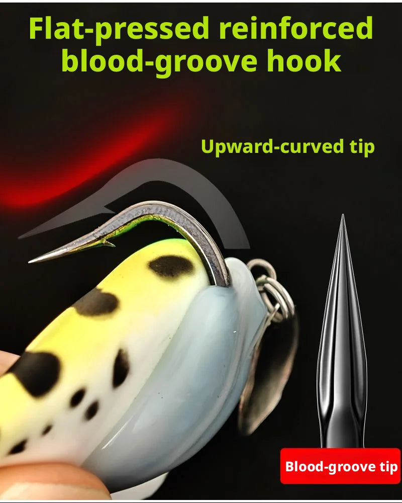 Fake Bait Lure Frog Bait Black Fish Special Kill Simulated Double Hook Point Upturned Soft Bait Floating Water Fishing Black Kin