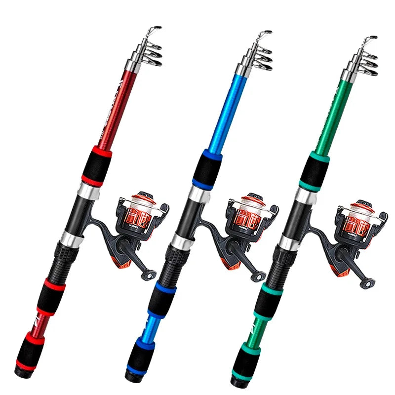 Telescopic Fishing Pole Full Portable Fishing Spinning Reels Baits Hooks 180cm Fishing Rod in Saltwater or Freshwater