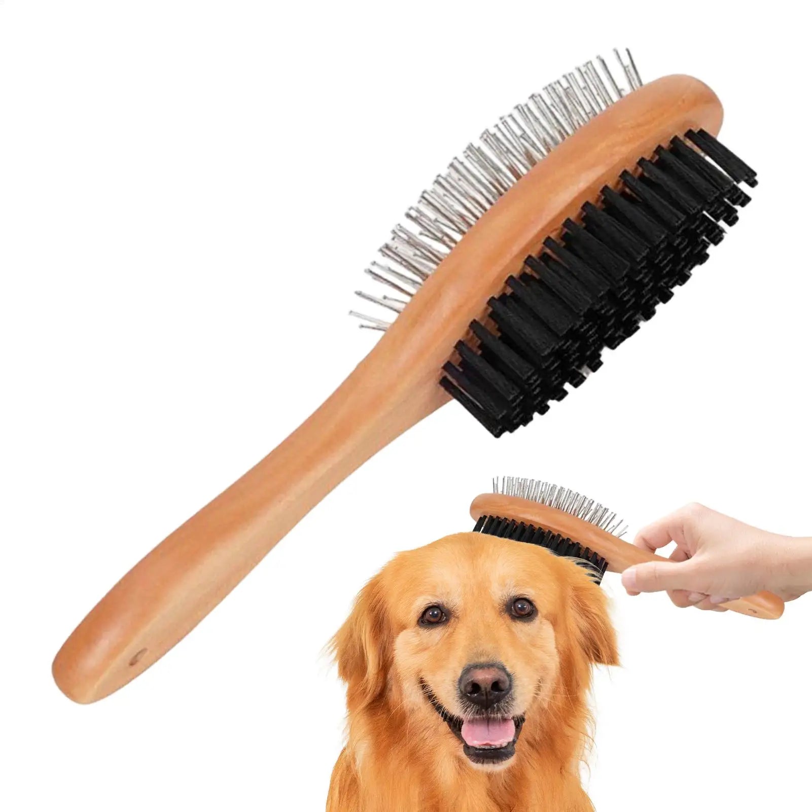 Pet Grooming Brush Double-sided Brush Comb Stainless Steel Needle Bristles Hair Brush Grooming Hair Remover Brush Pet Supplies