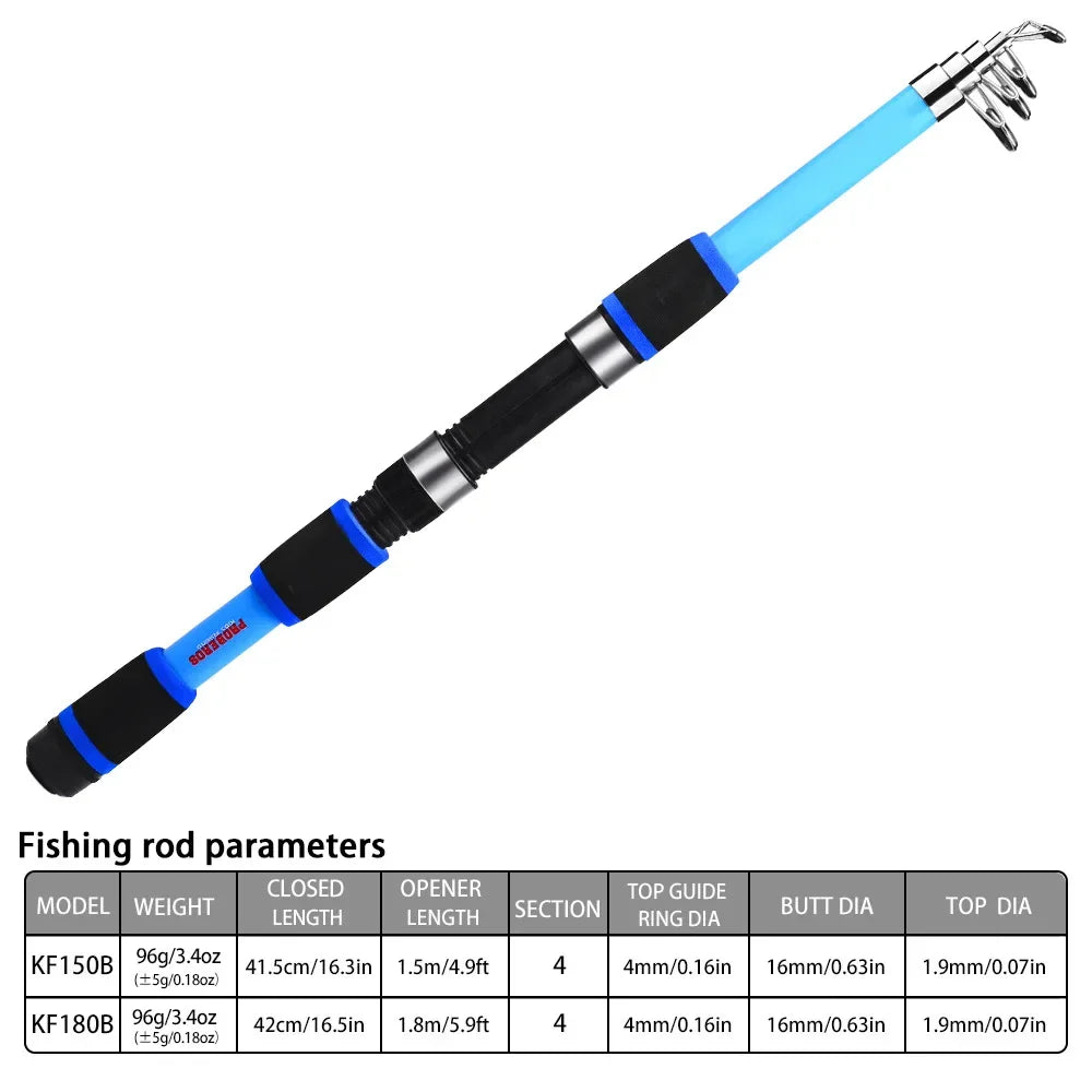 Fishing Rod And Reel Bait Full Kit 1.8M Telescopic Spinning Fishing Rod With Reel And Fishing Bait Sea Rod Set Travel Tackle