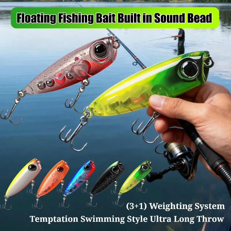 Lure fishin Bait Floating Bait Built Steel Ball Bait Swinging Long Throw Water Surface Wave Crawling Fishing for White Striped