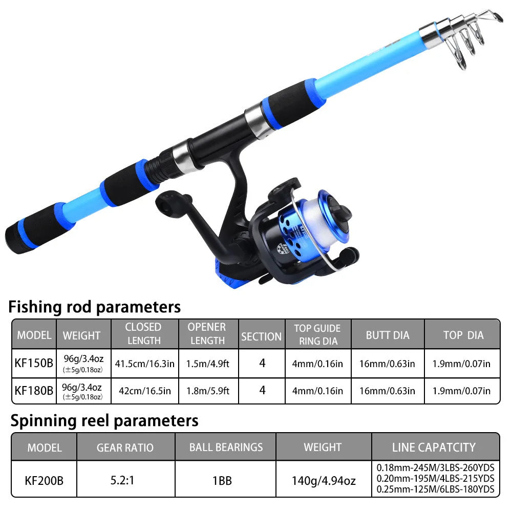 Fishing Rod And Reel Bait Full Kit 1.8M Telescopic Spinning Fishing Rod With Reel And Fishing Bait Sea Rod Set Travel Tackle