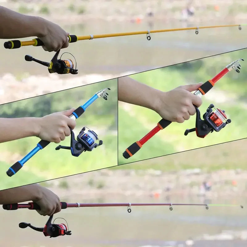 Telescopic Fishing Pole Full Portable Fishing Spinning Reels Baits Hooks 180cm Fishing Rod in Saltwater or Freshwater