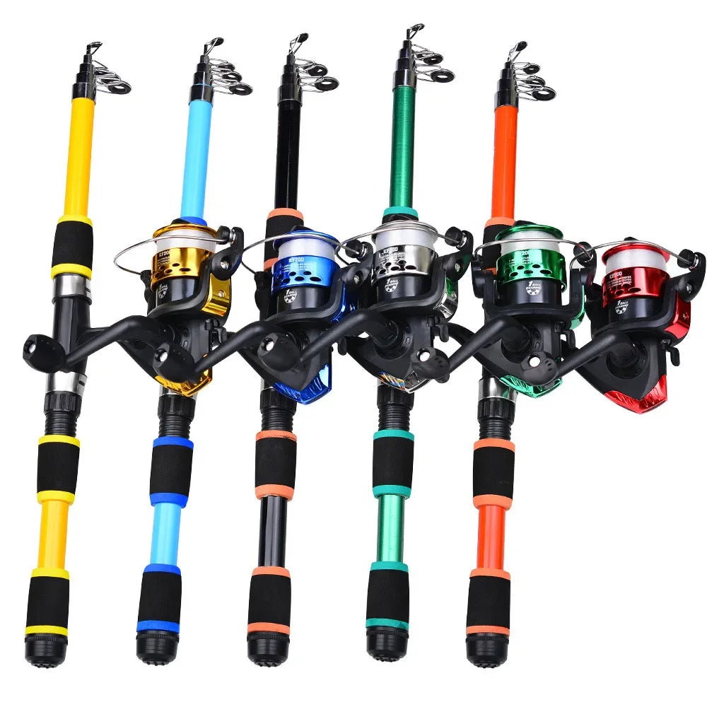 Fishing Rod And Reel Bait Full Kit 1.8M Telescopic Spinning Fishing Rod With Reel And Fishing Bait Sea Rod Set Travel Tackle