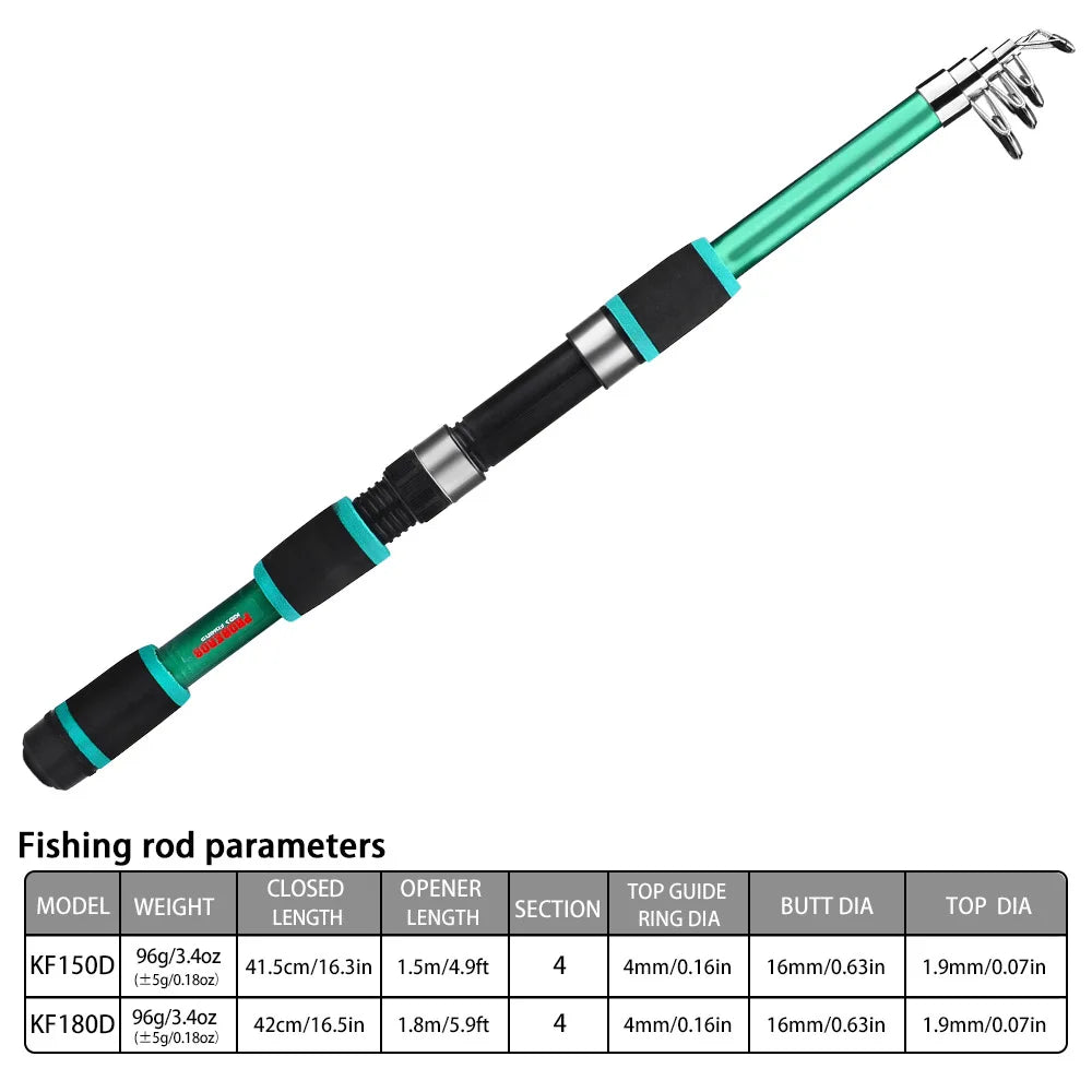 Fishing Rod And Reel Bait Full Kit 1.8M Telescopic Spinning Fishing Rod With Reel And Fishing Bait Sea Rod Set Travel Tackle