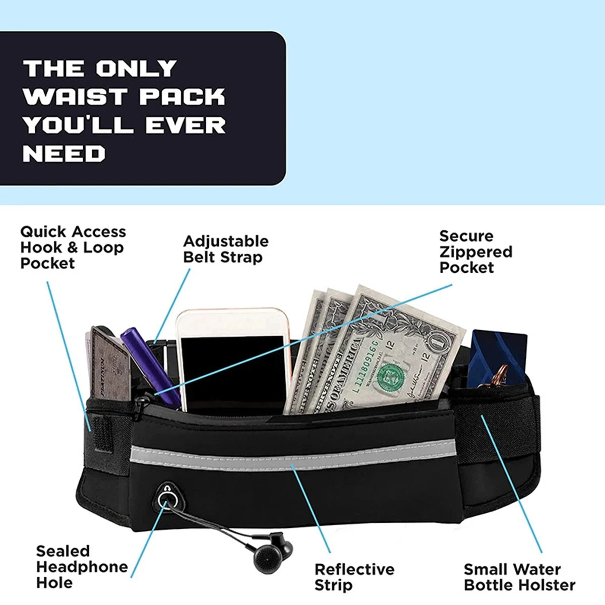 Pet Leash Pet Supplies Hands-Free Dog Leash for Running and Walking Reflective Leash with Waist Bag Retractable Elastic