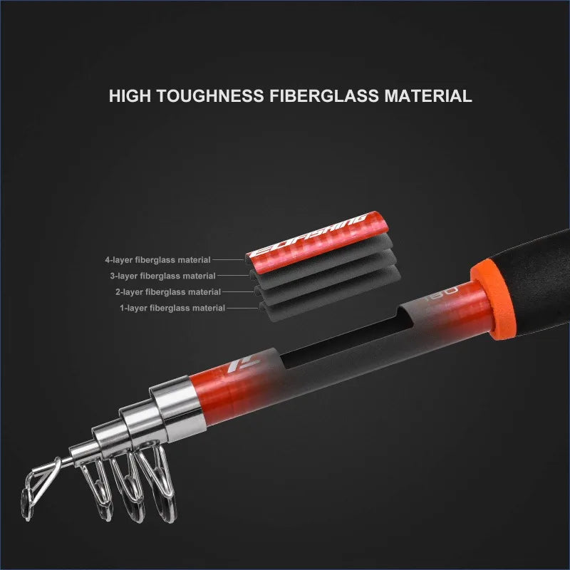 Telescopic Fishing Pole Full Portable Fishing Spinning Reels Baits Hooks 180cm Fishing Rod in Saltwater or Freshwater