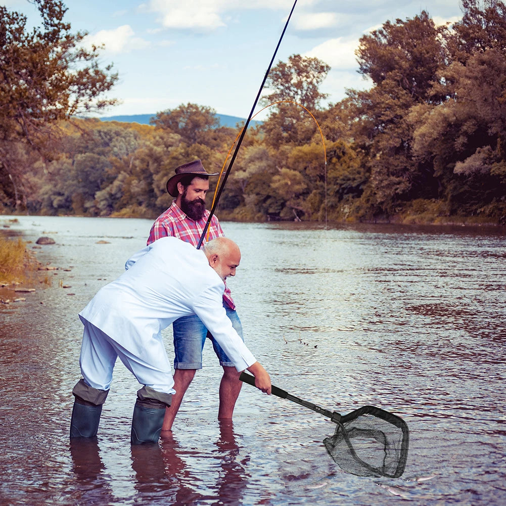 Floating Fishing Net Foldable Landing Net Easy Catch&Release with Telescopic Pole Rubber Coated Fish Net for Saltwater Freshwate