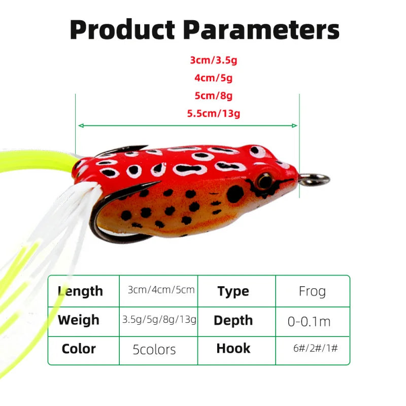 Fake Bait Lure Frog Bait Black Fish Special Kill Simulated Double Hook Point Upturned Soft Bait Floating Water Fishing Black Kin