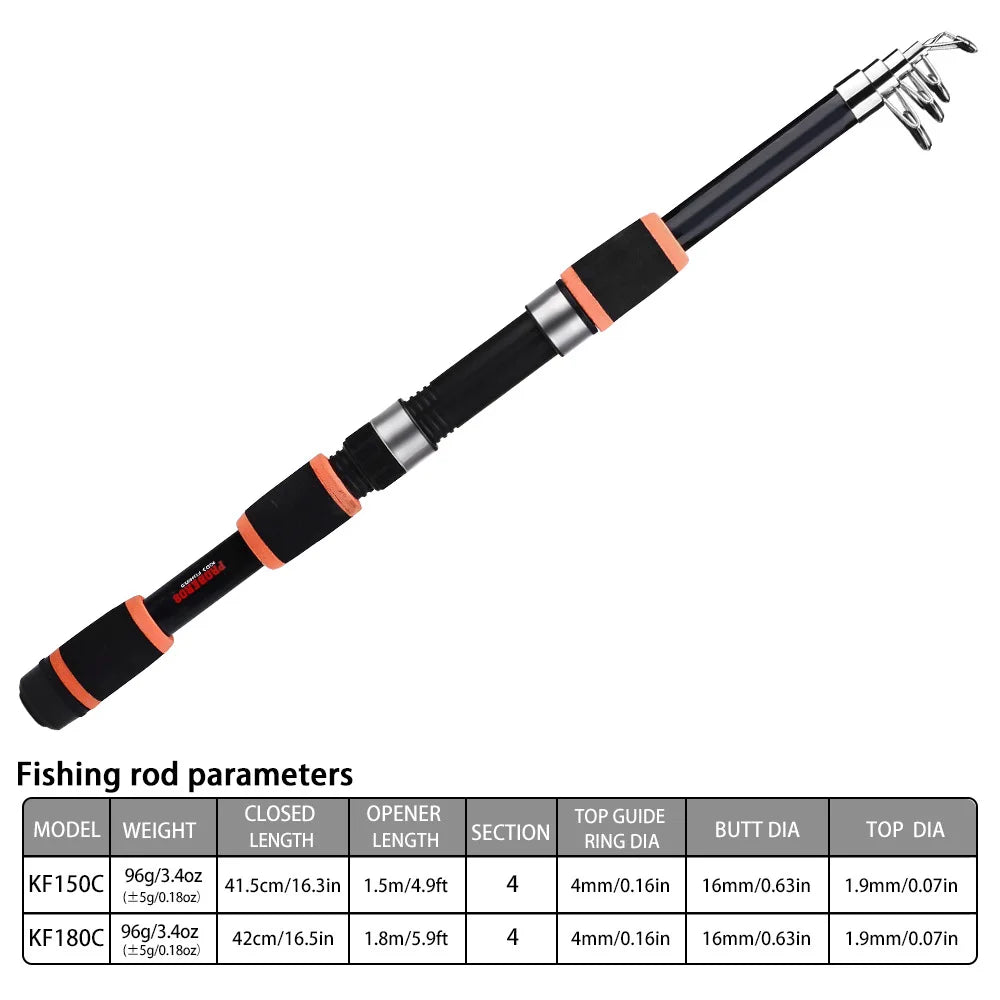 Fishing Rod And Reel Bait Full Kit 1.8M Telescopic Spinning Fishing Rod With Reel And Fishing Bait Sea Rod Set Travel Tackle
