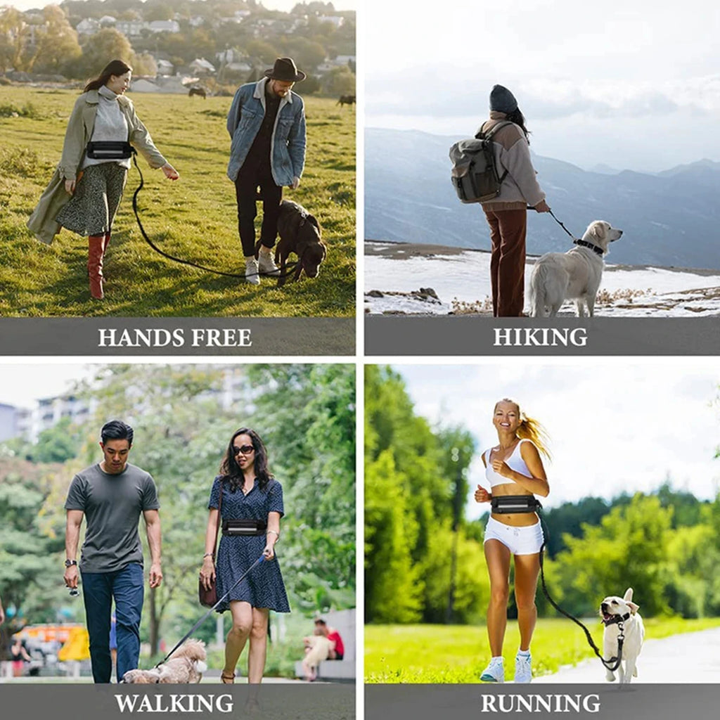 Pet Leash Pet Supplies Hands-Free Dog Leash for Running and Walking Reflective Leash with Waist Bag Retractable Elastic