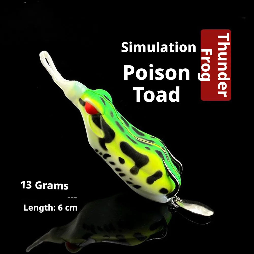 Fake Bait Lure Frog Bait Black Fish Special Kill Simulated Double Hook Point Upturned Soft Bait Floating Water Fishing Black Kin